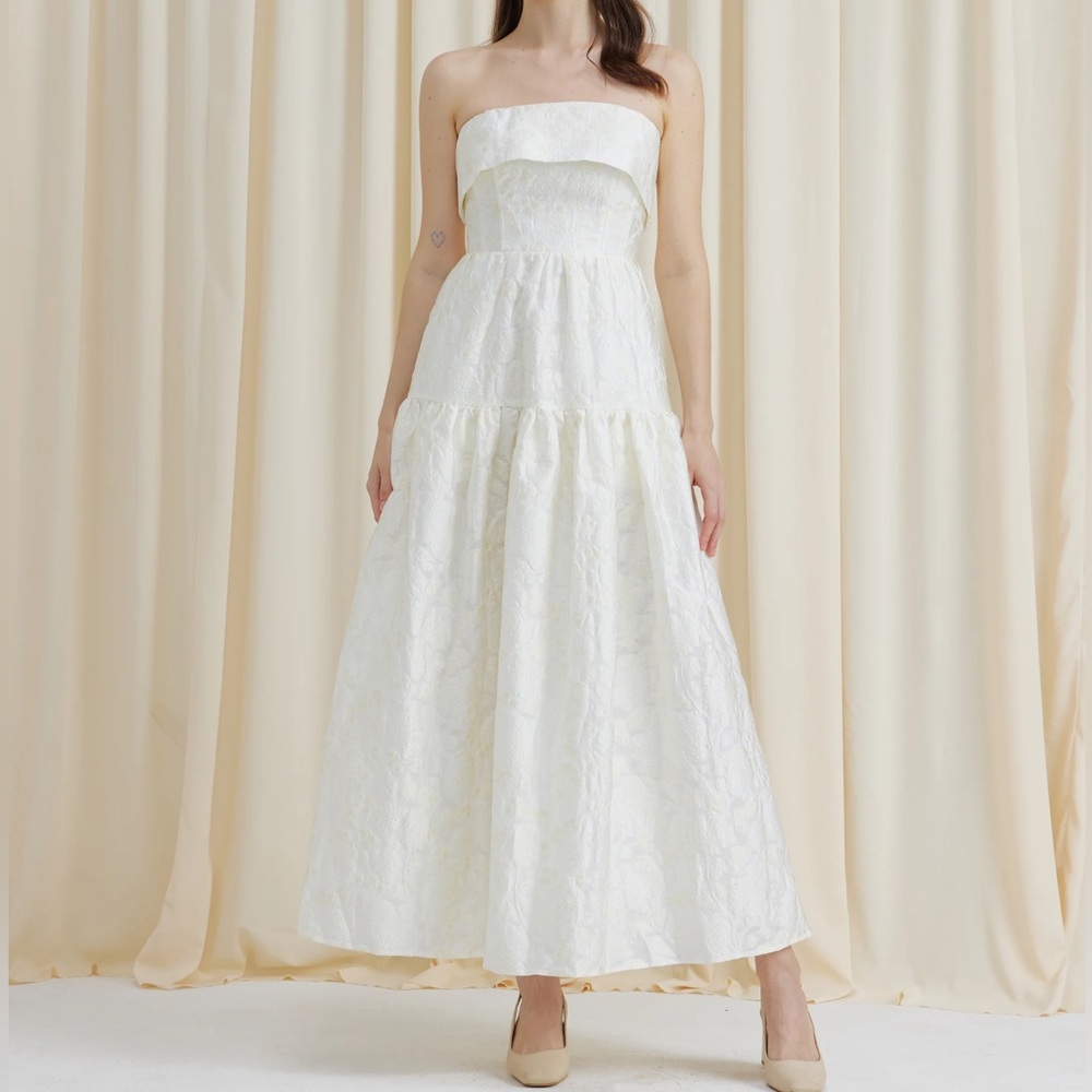 Masion Amory Swan Lake Maxi Dress-Cream Custard-XS-NWT